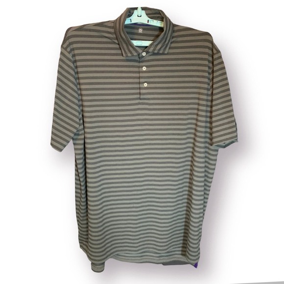 Ralph Lauren RLX Mens XXL Grey Black Striped Wicking Performance Golf Polo Shirt - Picture 1 of 11